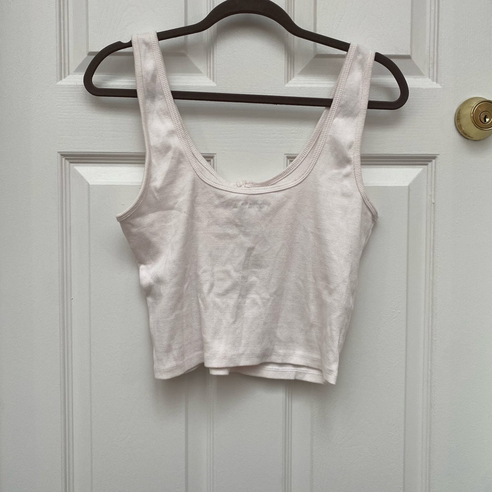 Abercrombie & Fitch White Ribbed Snap-Front Crop Tank - Large - Picture 4 of 4